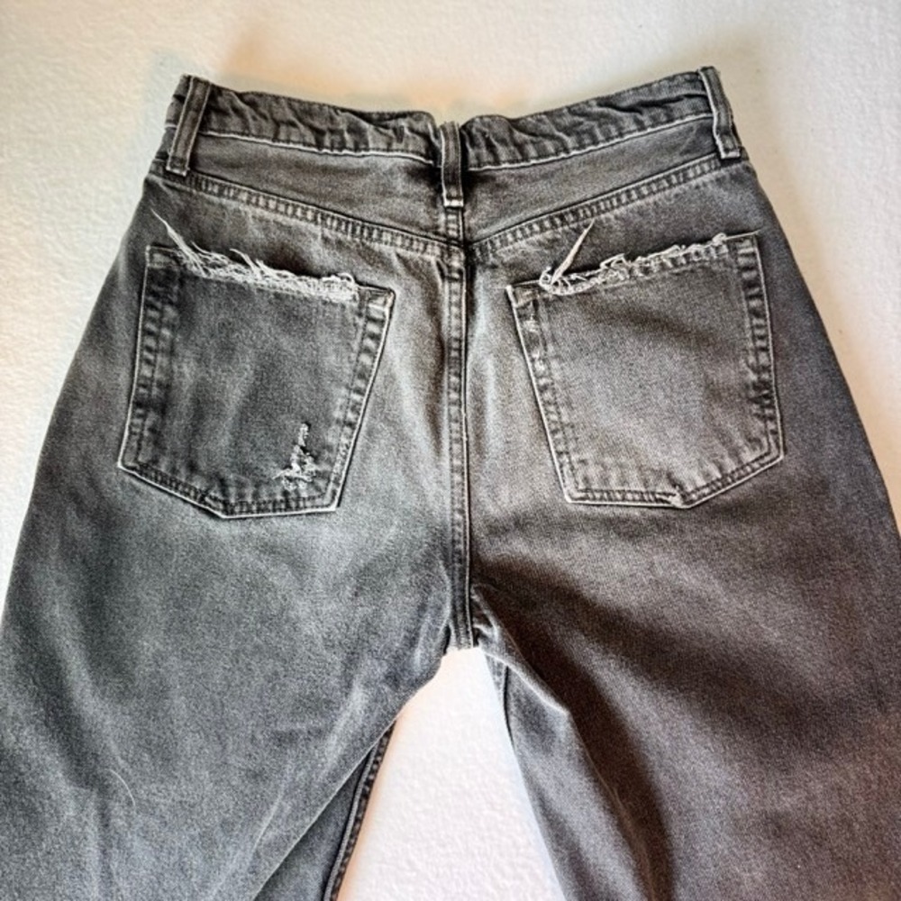We The Free People Lita Distressed High Rise Straight Leg Jeans Black Sz 28 6 - Picture 9 of 15